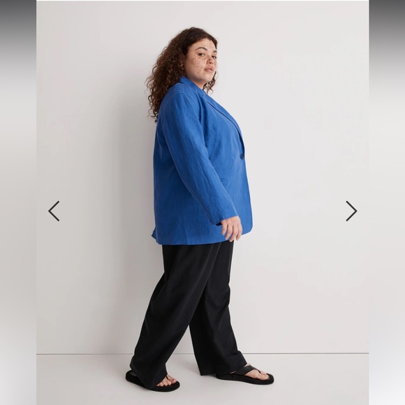 Madewell Womens Linen Office Double-Breasted Blazer
Color: bluestone Size XL new - Picture 4 of 11